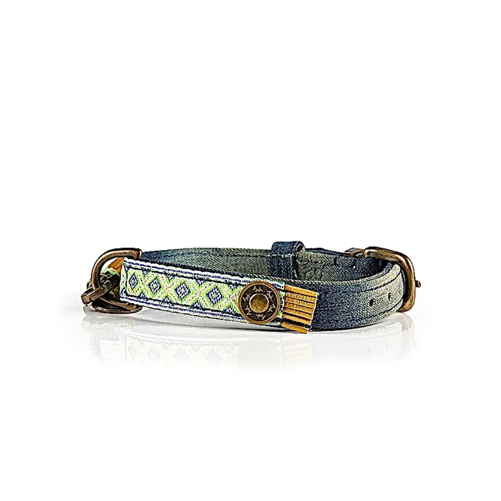 DWAM  Handmade Denim Dog Colar SZ M